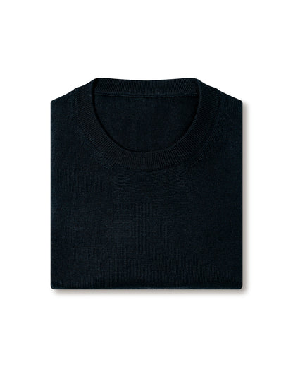 Black Long Sleeve Crew Neck Merino Jumper