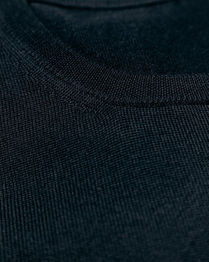 Black Long Sleeve Crew Neck Merino Jumper