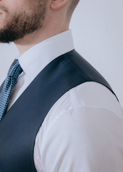 Light Navy Blue Wool Waistcoat